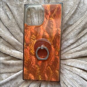 Square Case by Flaunt: iPhone 13 Pro Max Orange Mother of Pearl Phone Case